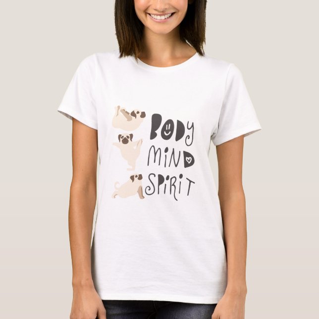 Funny Yoga Möpsen T-Shirt (Vorderseite)