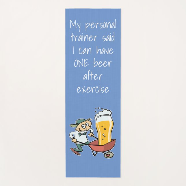 Funny Yoga Only One Beer Personal Trainer Cartoon Yogamatte (Vorderseite)