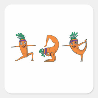 Funny Yoga Pose Niedlich Carrot Quadratischer Aufkleber