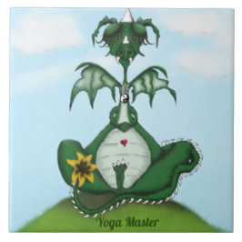 Funny Yogi Dragon Painting Fliese