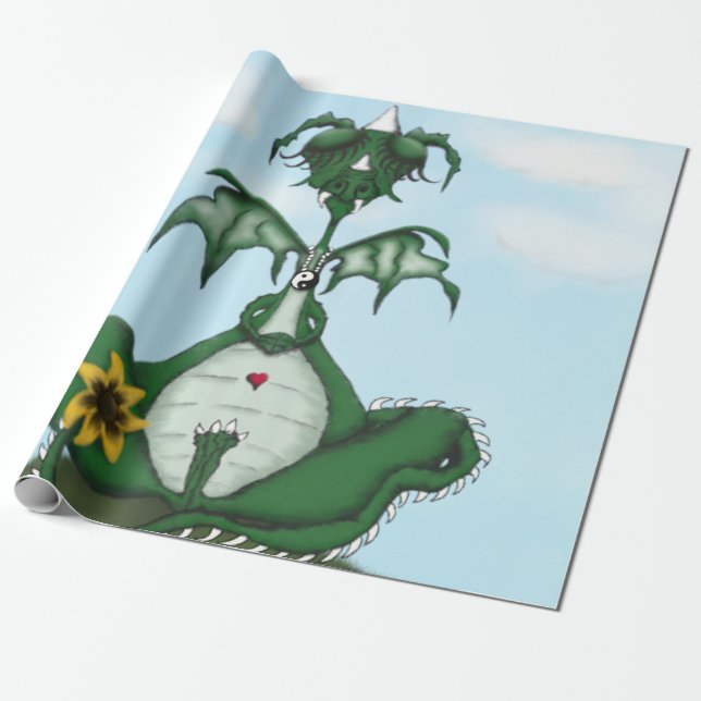 Funny Yogi Dragon Painting Geschenkpapier (Ungerollt)