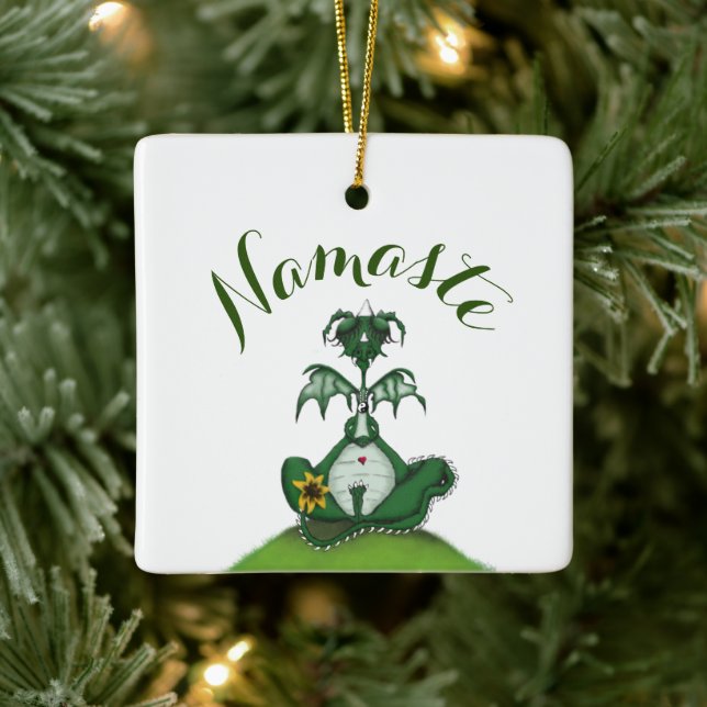 Funny Yogi Dragon Painting Keramikornament (Baum)