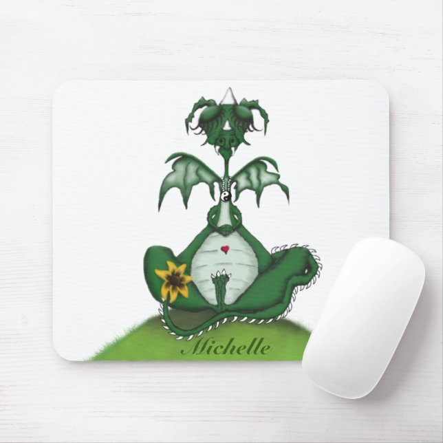 Funny Yogi Dragon Painting Mousepad (Mit Mouse)