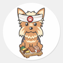 Funny Yorkshire Terrier Dog ist ein Sushi-Koch Runder Aufkleber