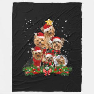 Funny Yorkshire Terrier Dog Weihnachtsbaum Fleecedecke