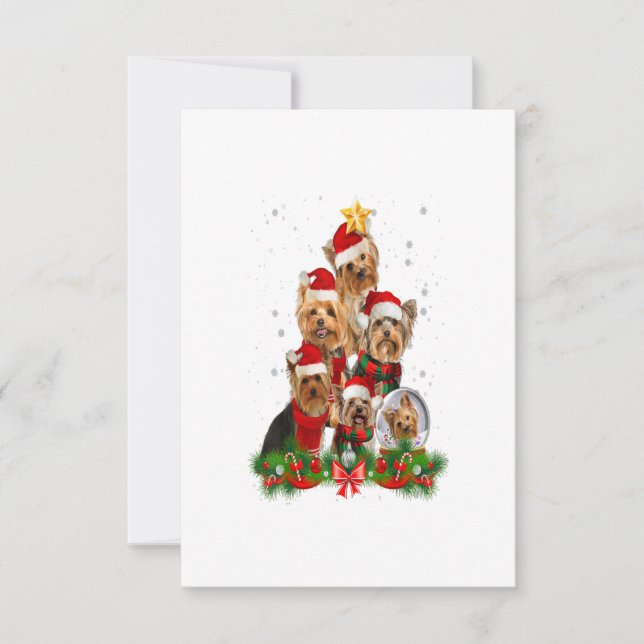 Funny Yorkshire Terrier Dog Weihnachtsbaum Geschen RSVP Karte (Vorderseite)