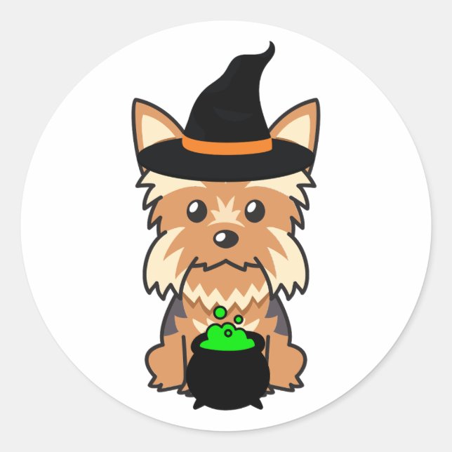 Funny Yorkshire Terrier Hund ist eine Hexe Runder Aufkleber (Vorderseite)