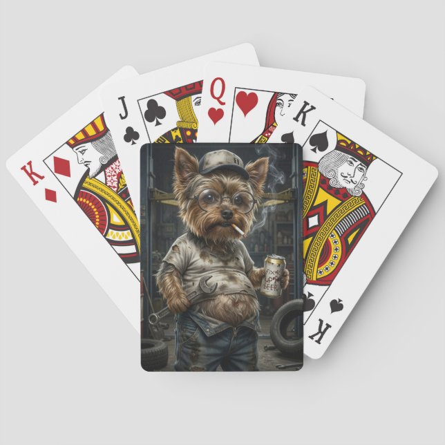 Funny Yorkshire Terrier Mechanic Playing Cards  Spielkarten (Rückseite)