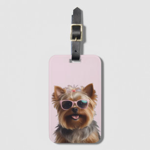 Funny Yorkshire Terrier mit Sonnenbrille Gepäckanhänger