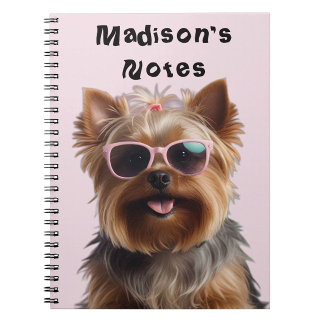 Funny Yorkshire Terrier mit Sonnenbrille Notizblock (Vorderseite)