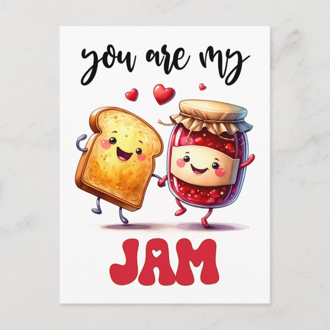 Funny You are my Jam Punny Valentine Postkarte (Vorderseite)