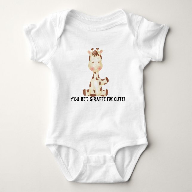 Funny you bet Giraffe Ich bin niedlich Baby Strampler (Vorderseite)