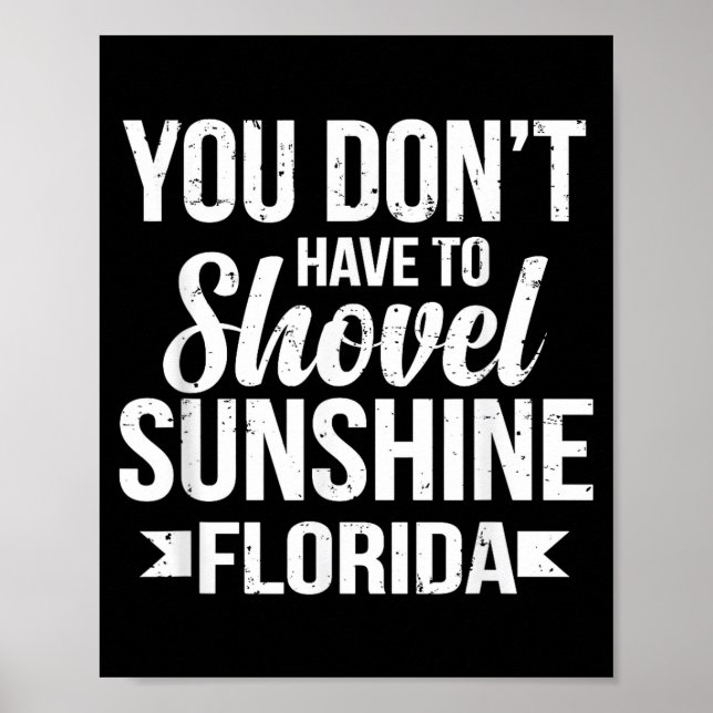 Funny You Don't Have To Shovel Sunshine In Florida Poster (Vorne)