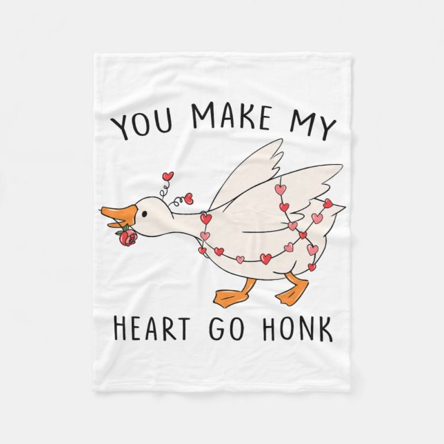 Funny You Make My Heart Go Honk Goose Heart Valent Fleecedecke (Vorderseite)