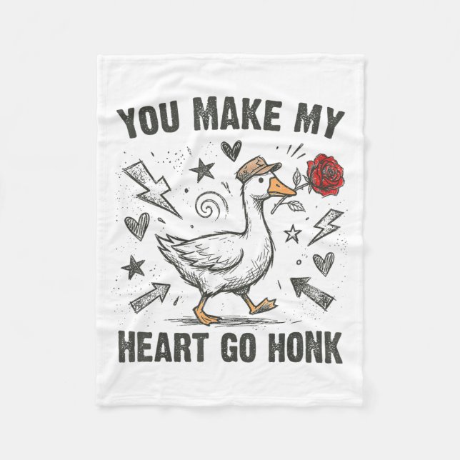 Funny You Make My Heart Go Honk Silly Goose Valent Fleecedecke (Vorderseite)