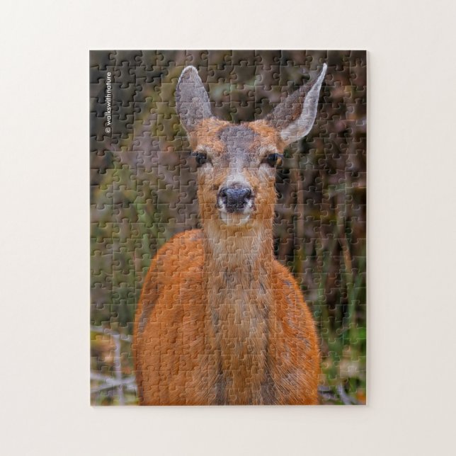 Funny Young Blacktail Deer lächelt bei Fotograf Puzzle (Vertikal)