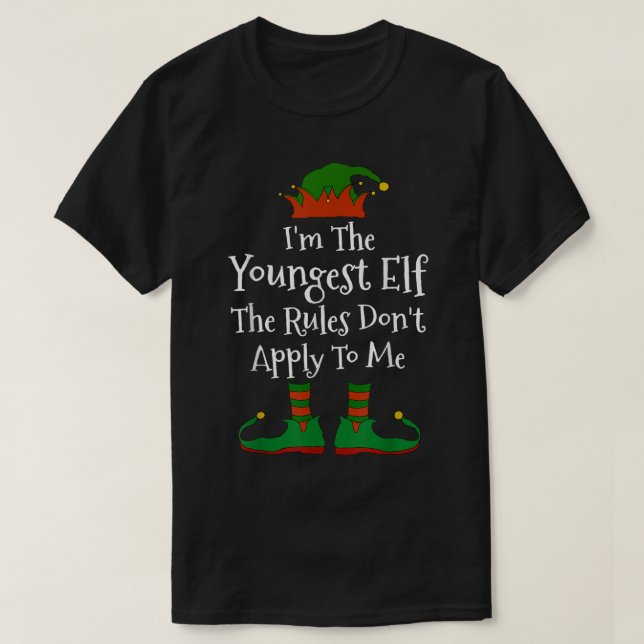 Funny Youngest Elf Christmas Design T-Shirt (Design vorne)