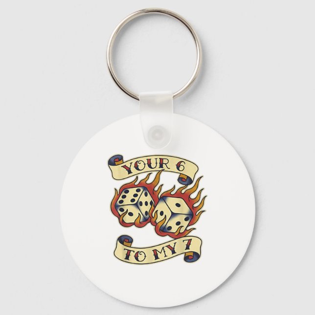 Funny Your 6 In My 7 Meme Valentine’s Day Tattoo S Schlüsselanhänger (Vorderseite)