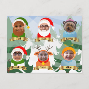 Funny Your Family as Christmas Characters Foto Feiertagspostkarte