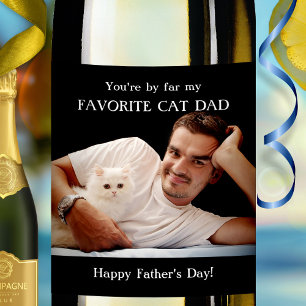 Funny Your Foto Cat Vater Vatertag Weinetikett