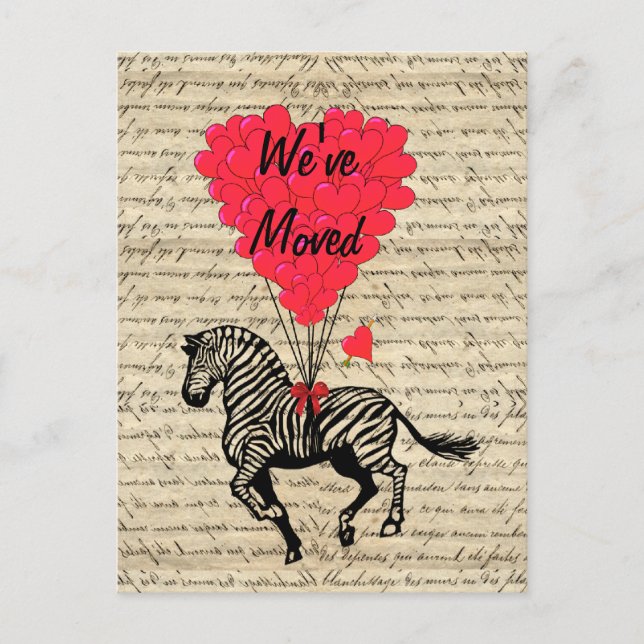 Funny zebra Änderung der Adresse Ankündigungspostkarte (Vorderseite)