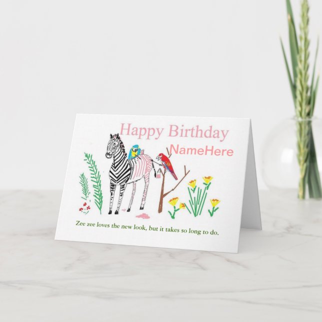 Funny Zebra Birthday Card Karte (Vorderseite)