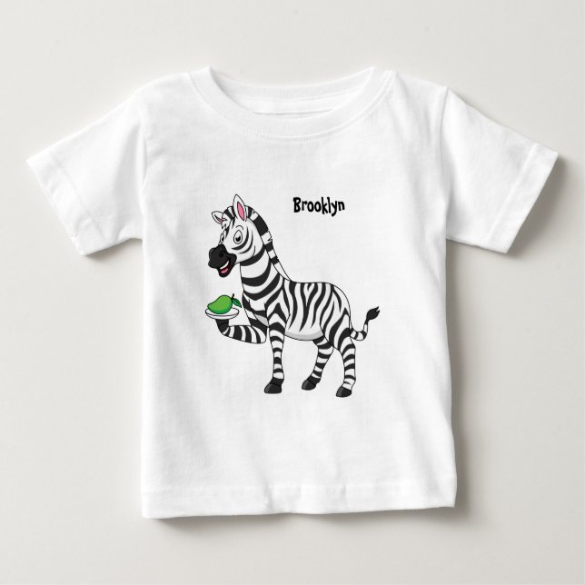 Funny Zebra Cartoon Illustration Baby T-shirt (Vorderseite)