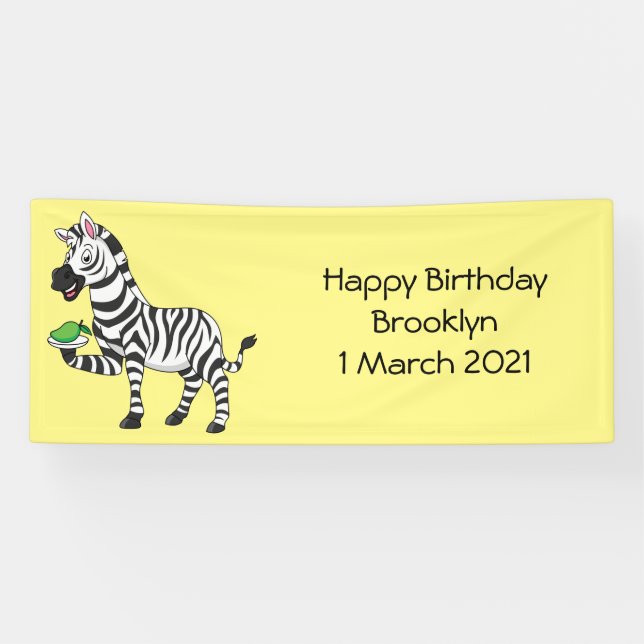 Funny Zebra Cartoon Illustration Banner (Horizontal)