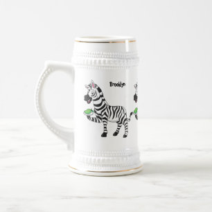 Funny Zebra Cartoon Illustration Bierglas