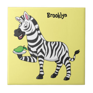 Funny Zebra Cartoon Illustration Fliese