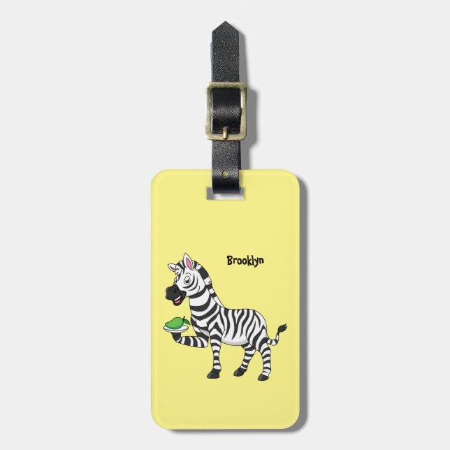 Funny Zebra Cartoon Illustration Gepäckanhänger (Vorderseite vertikal)