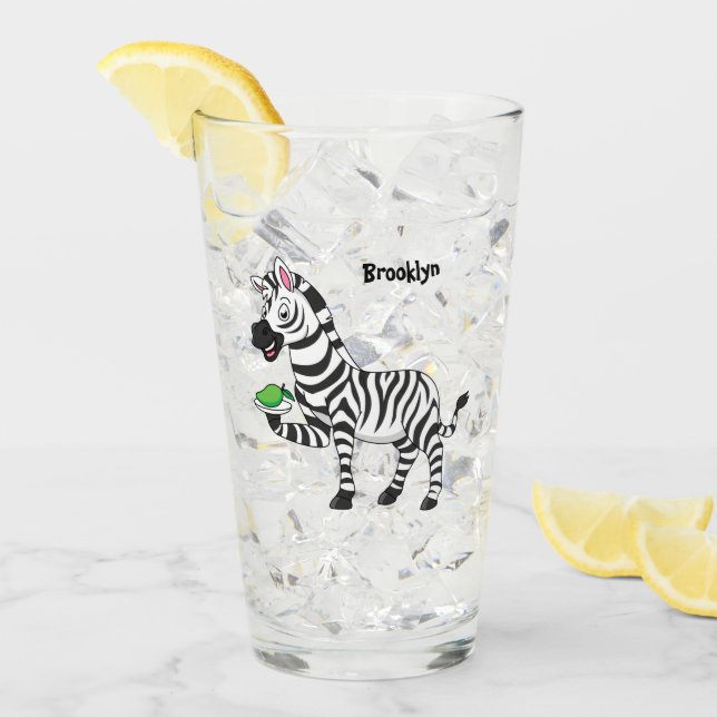 Funny Zebra Cartoon Illustration Glas (Vorderseite Ice)