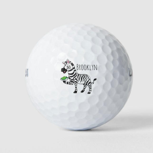 Funny Zebra Cartoon Illustration Golfball (Vorderseite)