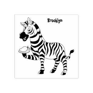 Funny Zebra Cartoon Illustration Gummistempel