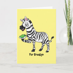 Funny Zebra Cartoon Illustration Karte