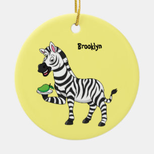 Funny Zebra Cartoon Illustration Keramik Ornament