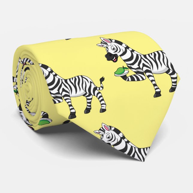 Funny Zebra Cartoon Illustration Krawatte (Gerollt)