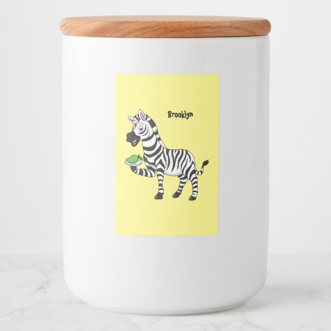Funny Zebra Cartoon Illustration Lebensmitteletikett (Vorderseite)