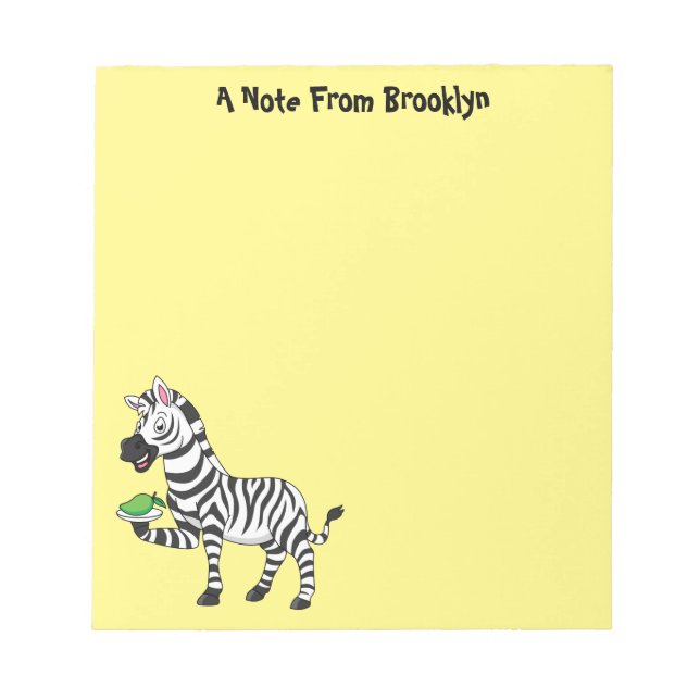 Funny Zebra Cartoon Illustration Notizblock (Vorderseite)