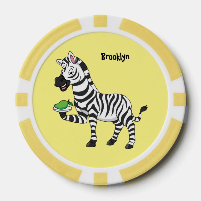 Funny Zebra Cartoon Illustration Pokerchips (Vorderseite)