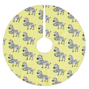 Funny Zebra Cartoon Illustration Polyester Weihnachtsbaumdecke