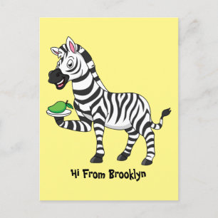 Funny Zebra Cartoon Illustration Postkarte