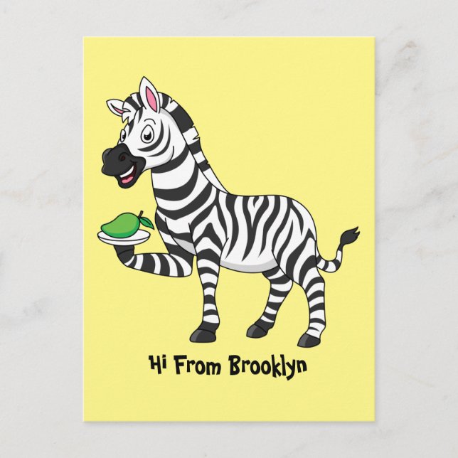Funny Zebra Cartoon Illustration Postkarte (Vorderseite)