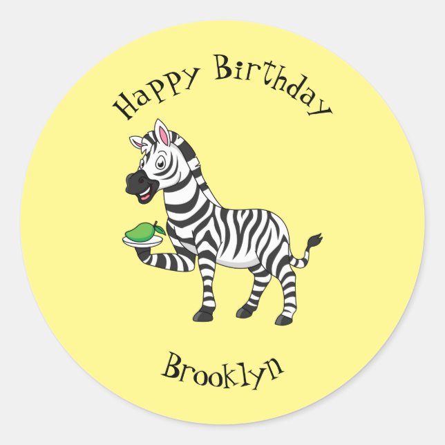 Funny Zebra Cartoon Illustration Runder Aufkleber (Vorderseite)