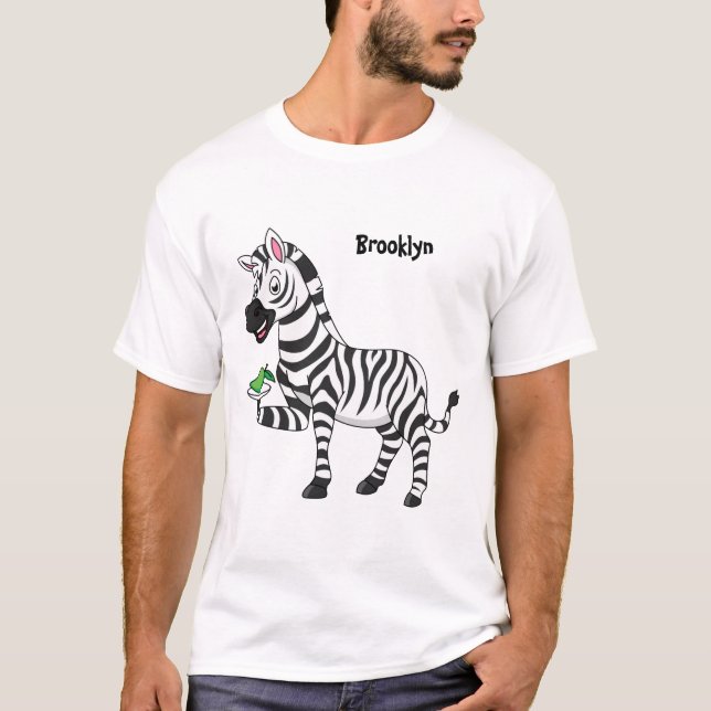 Funny Zebra Cartoon Illustration T-Shirt (Vorderseite)