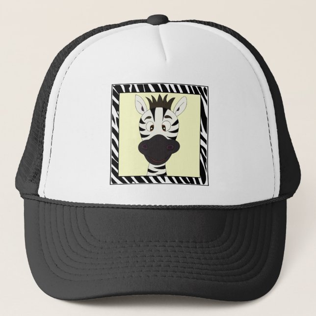 Funny Zebra Cartoon Truckerkappe (Vorderseite)