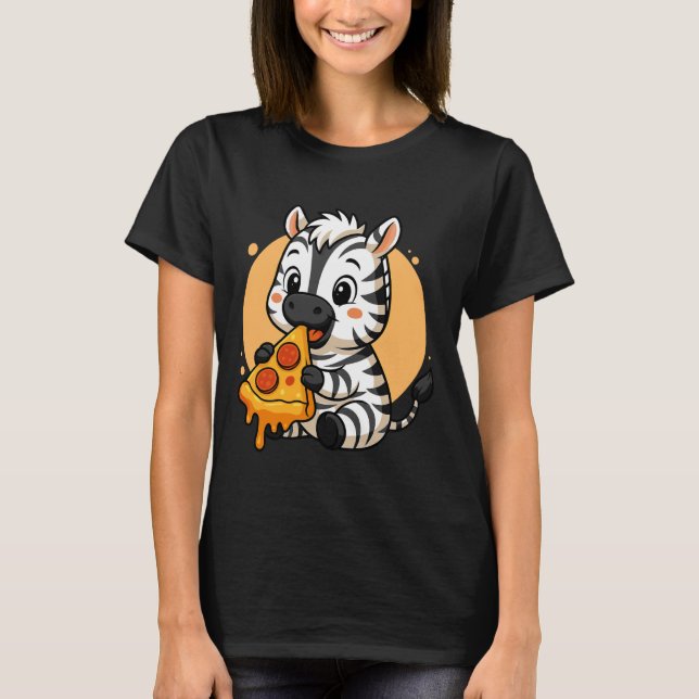 Funny Zebra Eating Pizza Graphic Boys Girls Zebra  T-Shirt (Vorderseite)