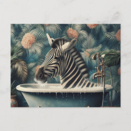 Funny Zebra in der Badewanne Postkarte