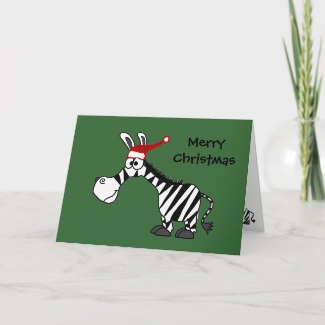 Funny Zebra in der Weihnachtsmannmütze Weihnachten (Vorderseite)