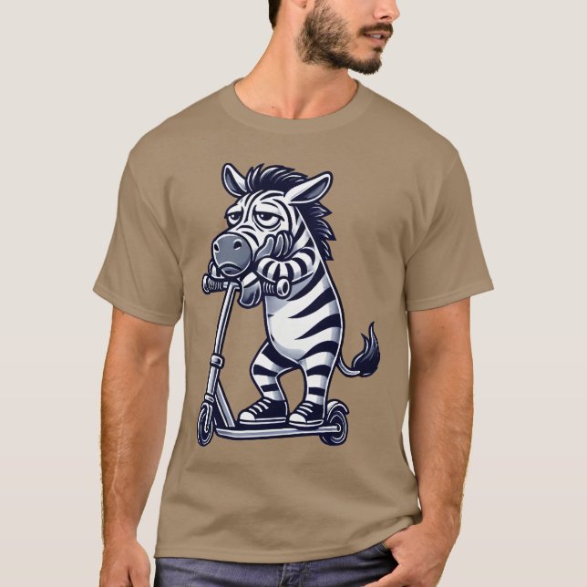 Funny Zebra Langeweile nervös Cartoon Roller Freun T-Shirt (Vorderseite)